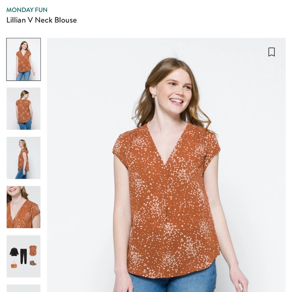 MONDAY FUN  fun2fun Lillian V Neck Blouse Size Small